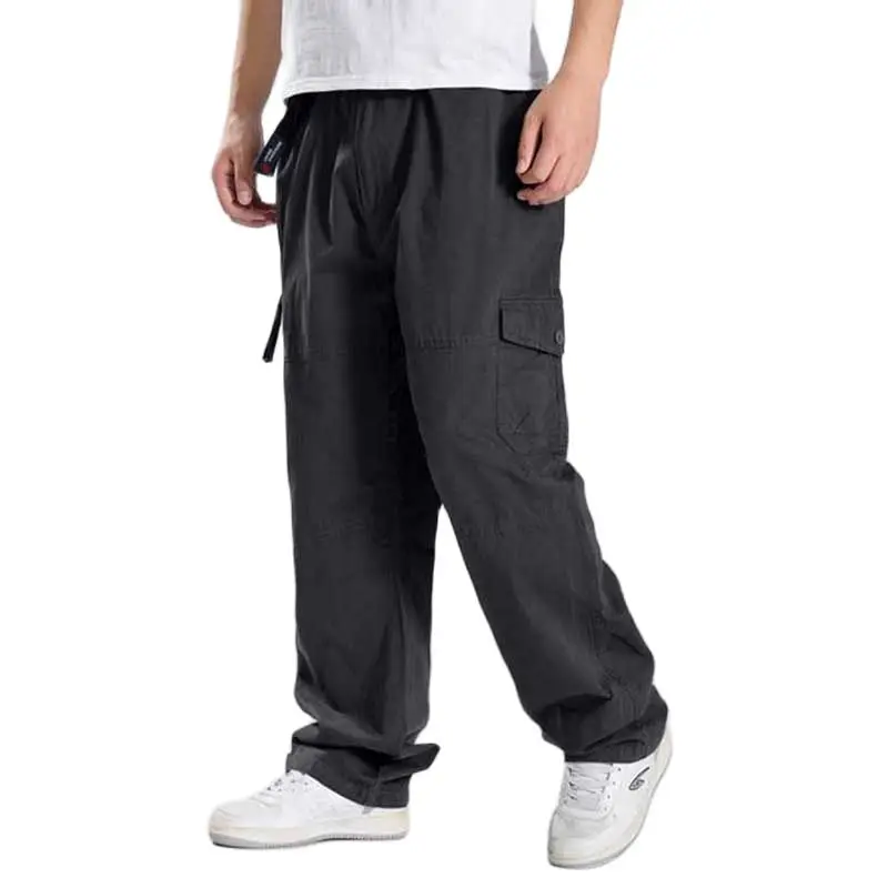 Уличные брюки карго для мужчин хлопковые повседневные с карманами прямые
