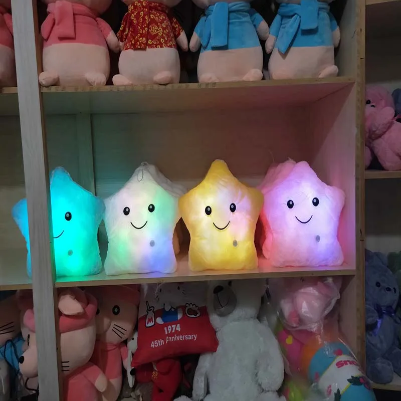 Светящиеся игрушки звезда светящаяся Подушка новогодние для детей плюшевая