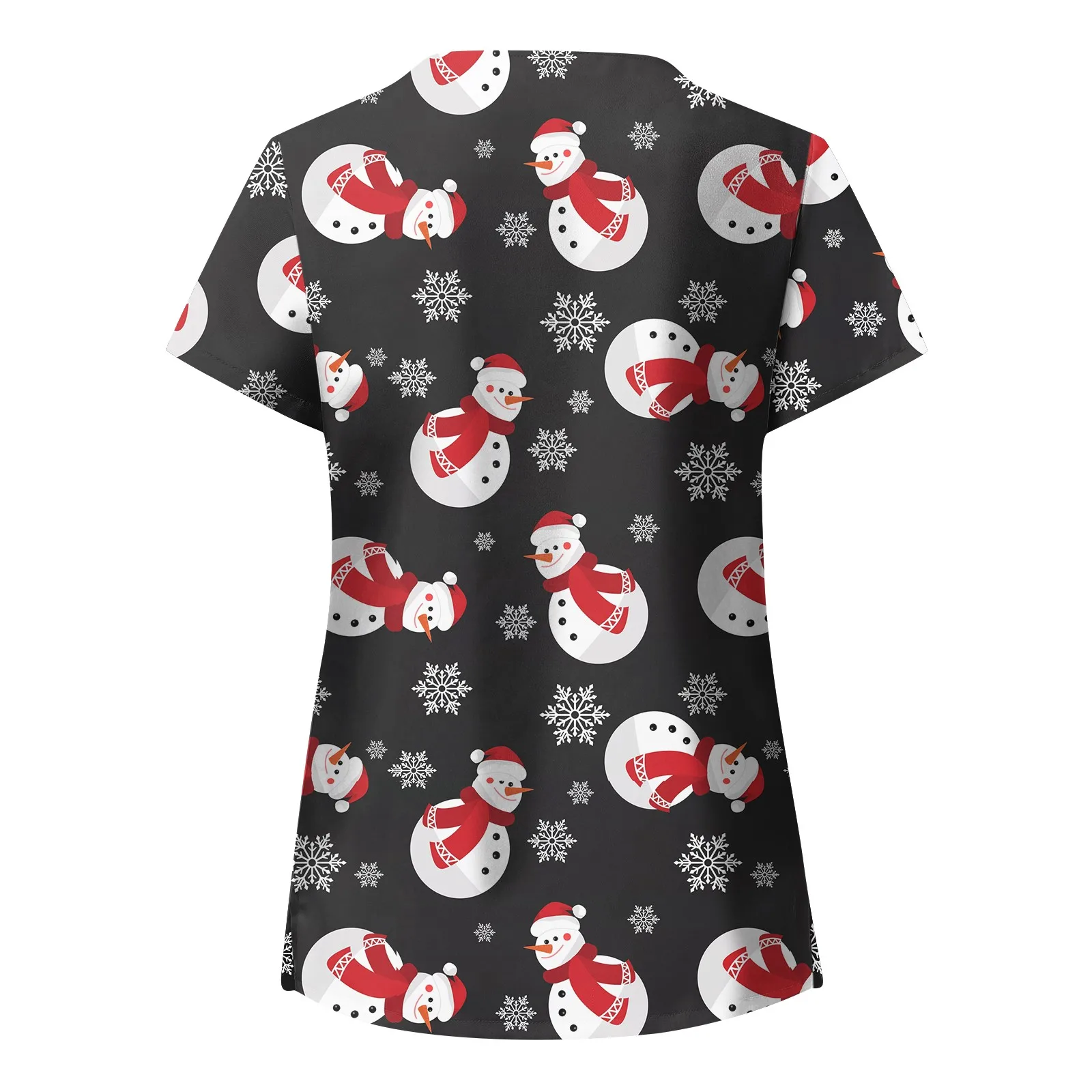 Christmas print V-neck short sleeves nurse Scrub Tops snowman Shirt Short Sleeve T-shirt Doctor beauty salon uniform |