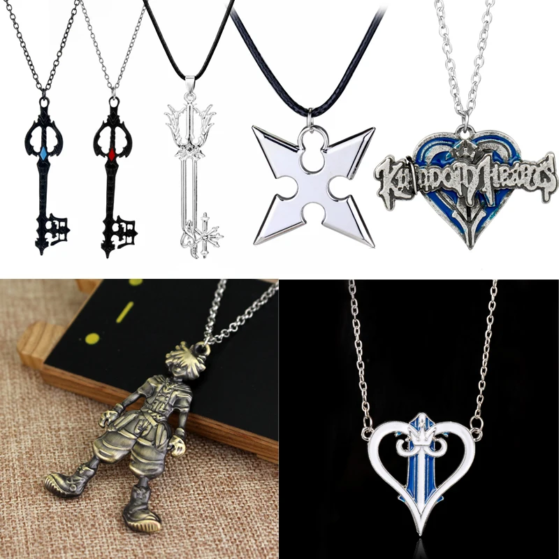 Ожерелье с подвеской на цепочке Kingdom Hearts ключ Sora брелок короной Очаровательное