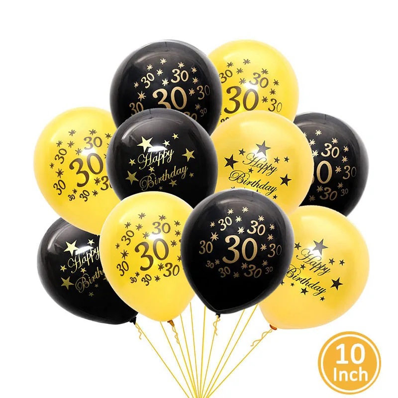 30th birthday 20 шт. 10 дюймов золотой черный с днем рождения гелиевый воздух латексные воздушные шары 30 40 50 60 лет взрослые вечерние украшения баллон 30th 50th - Цвет: 30th birthday
