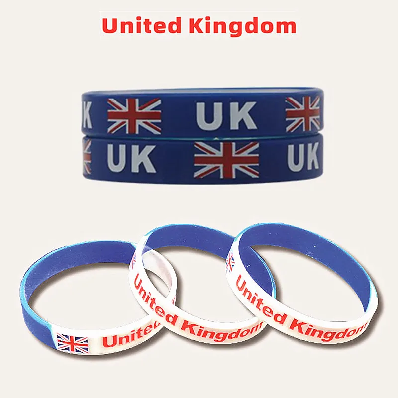 1000 шт. браслет с гравировкой флага Великобритании спортивный силиконовый