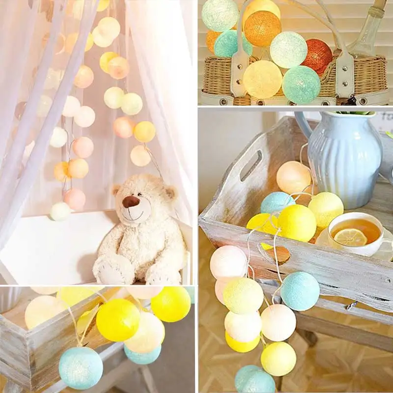 childhood QYJSD 1,5 м/3M/6 м хлопковый шар гирлянды милые сказочные Огни наружное украшение Праздничная гирлянда Рождественский Глобус осветительная цепь - Испускаемый цвет: childhood