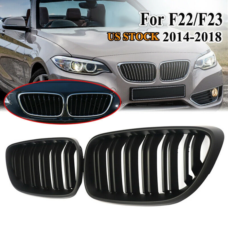 Matte Black Car Front Kidney Grille Grill For-BMW 2 Series F22/F23 228I M2 F87 Coupe 14-18