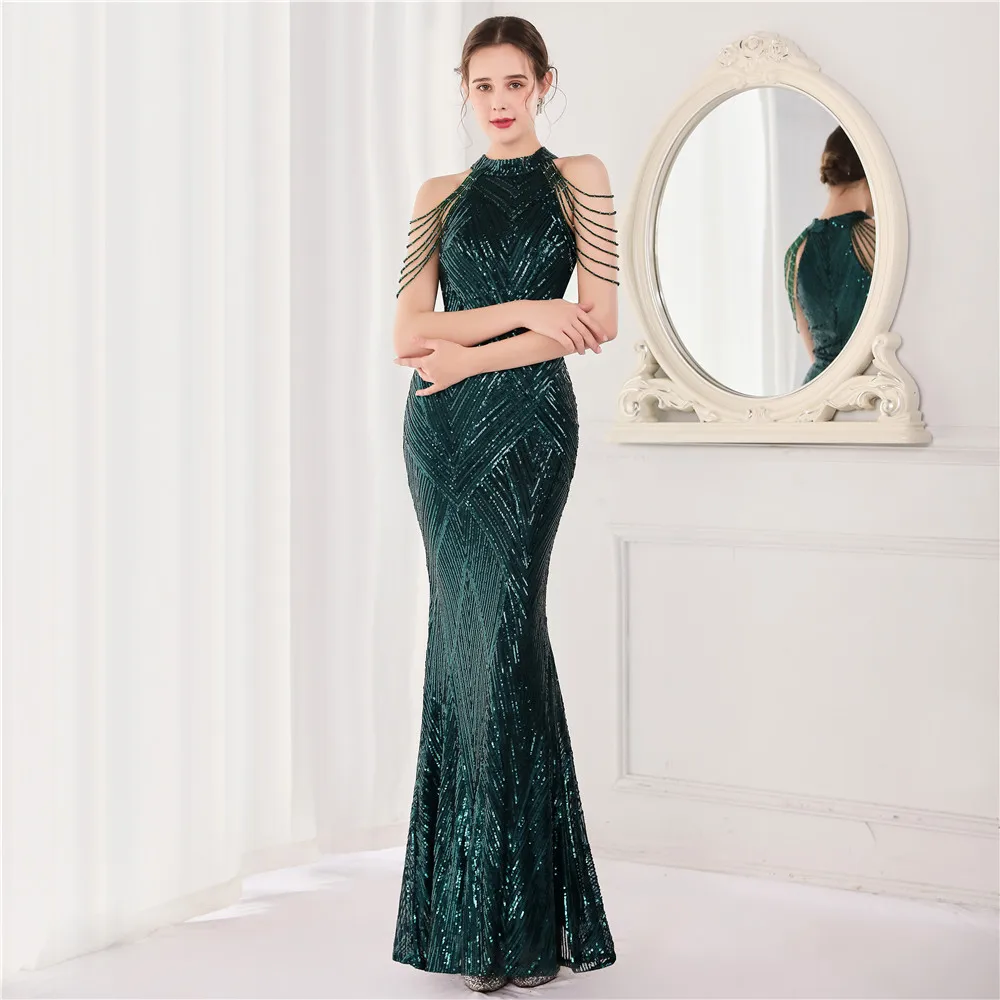 

Plus Size Sequined Mermaid Evening Dresses Formal Prom Pageant Wedding Party Robe Re Soirée Femme Robe De Soirée Se Mariage