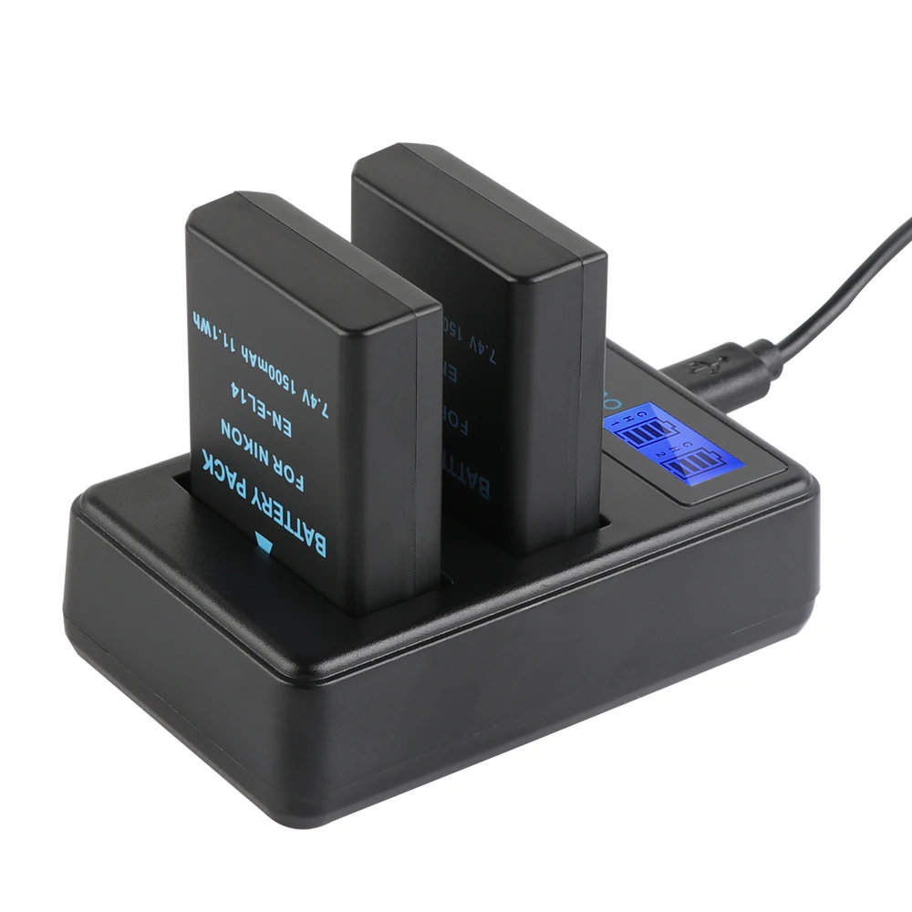 Аккумуляторная батарея 1500 мА · ч с двумя USB портами и ЖК дисплеем для Nikon D3100 D3200 D3300