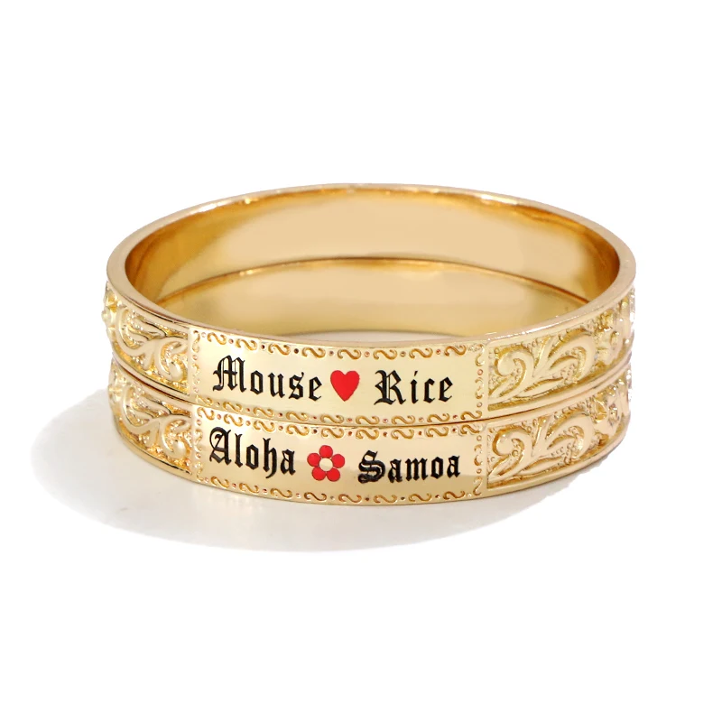 Браслет с надписью на заказ в форме сердца и цветка диаметром 7 см гавайский Самоа