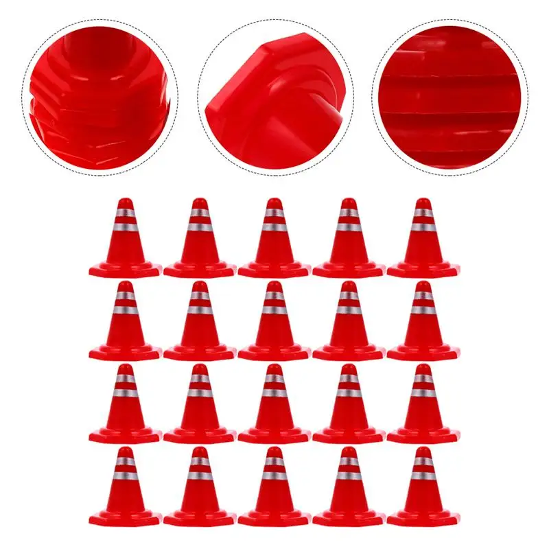 

50pcs Traffic Roadblocks Simulation Sand Table Props DIY Road Cone Signs Miniatures