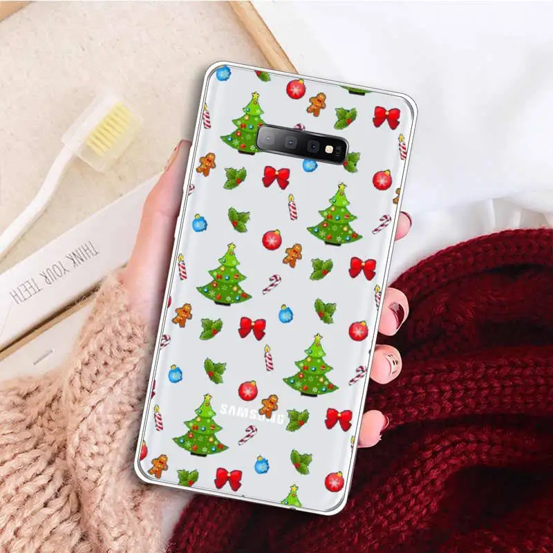 

Merry Christmas new year Phone Case Transparent for samsung A 21s 71 S 8 9 20 note 10 20 ultra plus