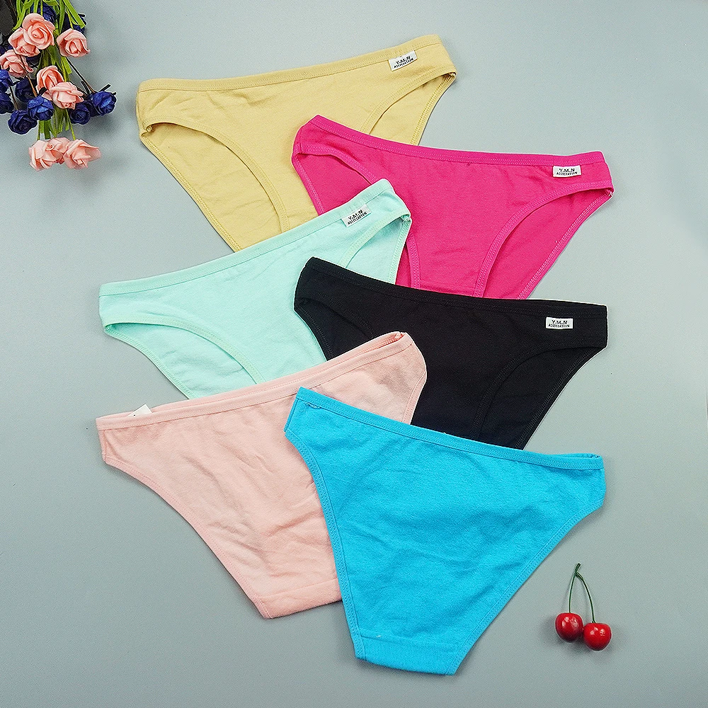 

IXueJie Women Underwear Cotton Panty Solid Color Comfortable Lingerie for Women Low-Rise Lady Brief 6 Pieces Set Plus Size