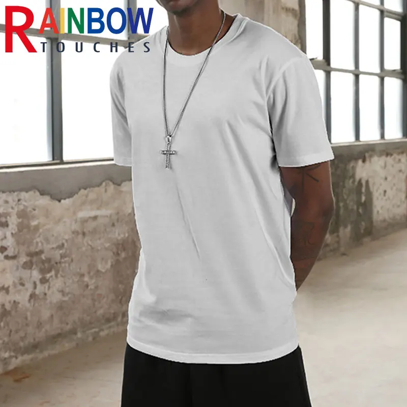 

Rainbowtouches Men T-shirt Sports Cotton Fit Drop Shoulder Brand Blank Mens T-Shirts Oversized Shorts Pure Color Modern Stylish