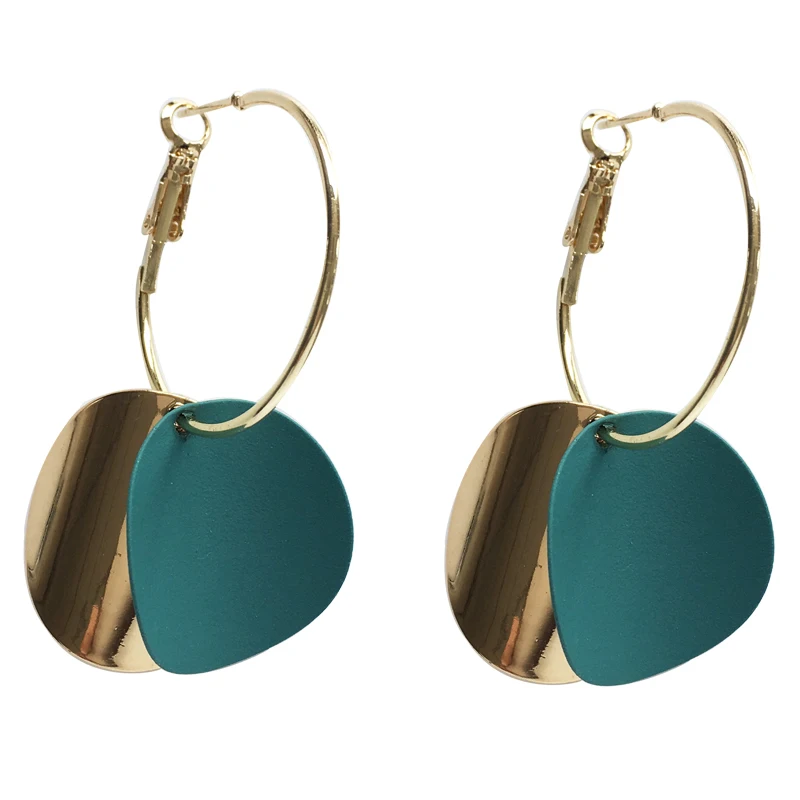 

Fashion Jewelry Green Drop Earrings Hot Selling Popular Design Gold Plating Round Metal Earrings For Girl Lady Gifts