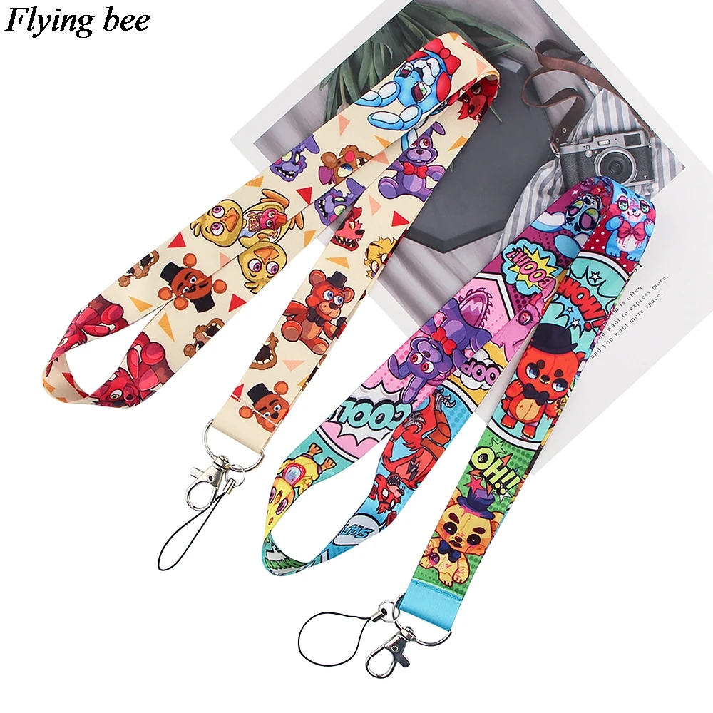 

Flyingbee Cute Horror Bear Lanyard Phone Rope Keychains Phone Lanyard For Keys ID Card Lanyards For Men Women X0882