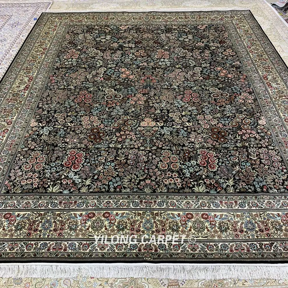 Koop Yilong 8.6 'x10. 'Handgeknoopt Zijde Perzisch Tapijt Handwerk Duurzaam Blauw Tapijt (HF377H)