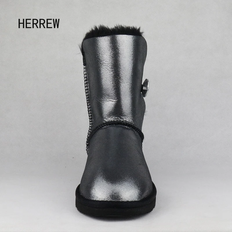 Новые модные зимние сапоги HERREW из натуральной овечьей кожи с натуральным мехом