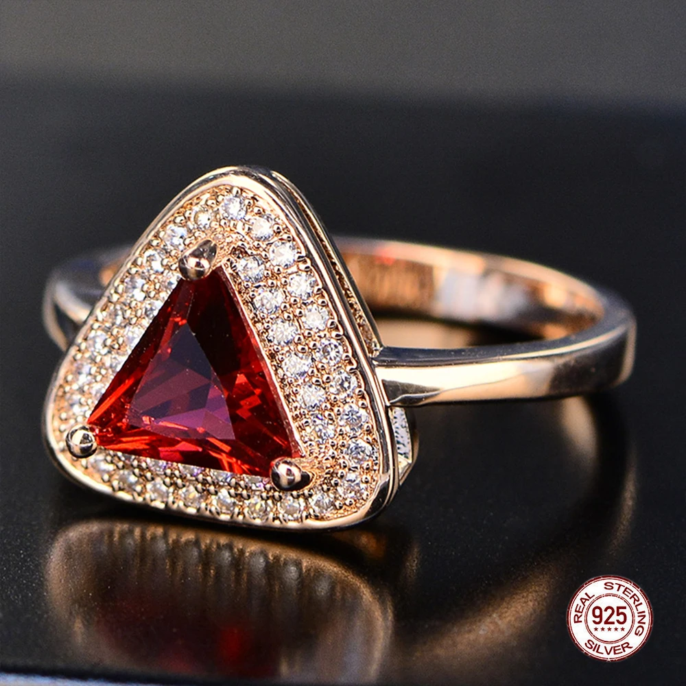 Роскошное модное кольцо с рубином искусственное серебряное для женщин