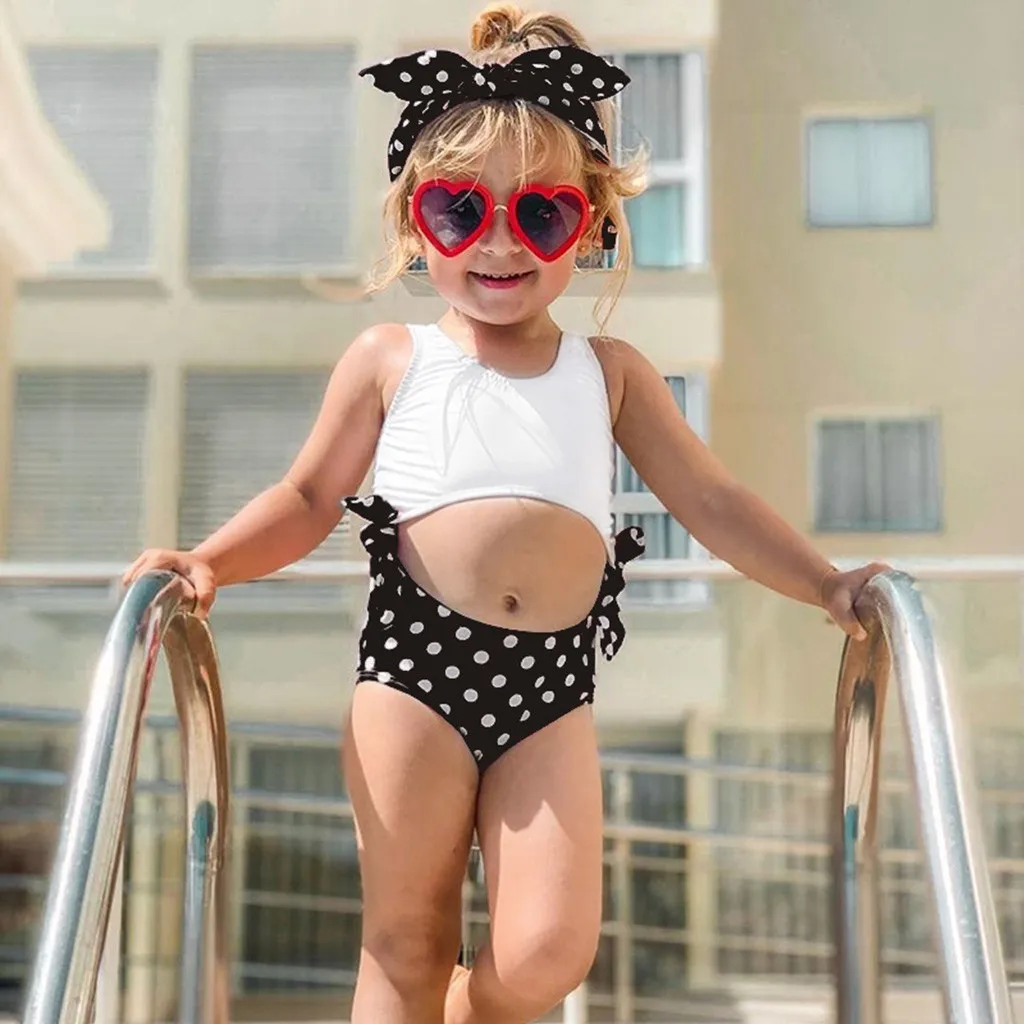 Милые купальные костюмы в горошек для маленьких девочек модель 2020 бикини TwoPiece