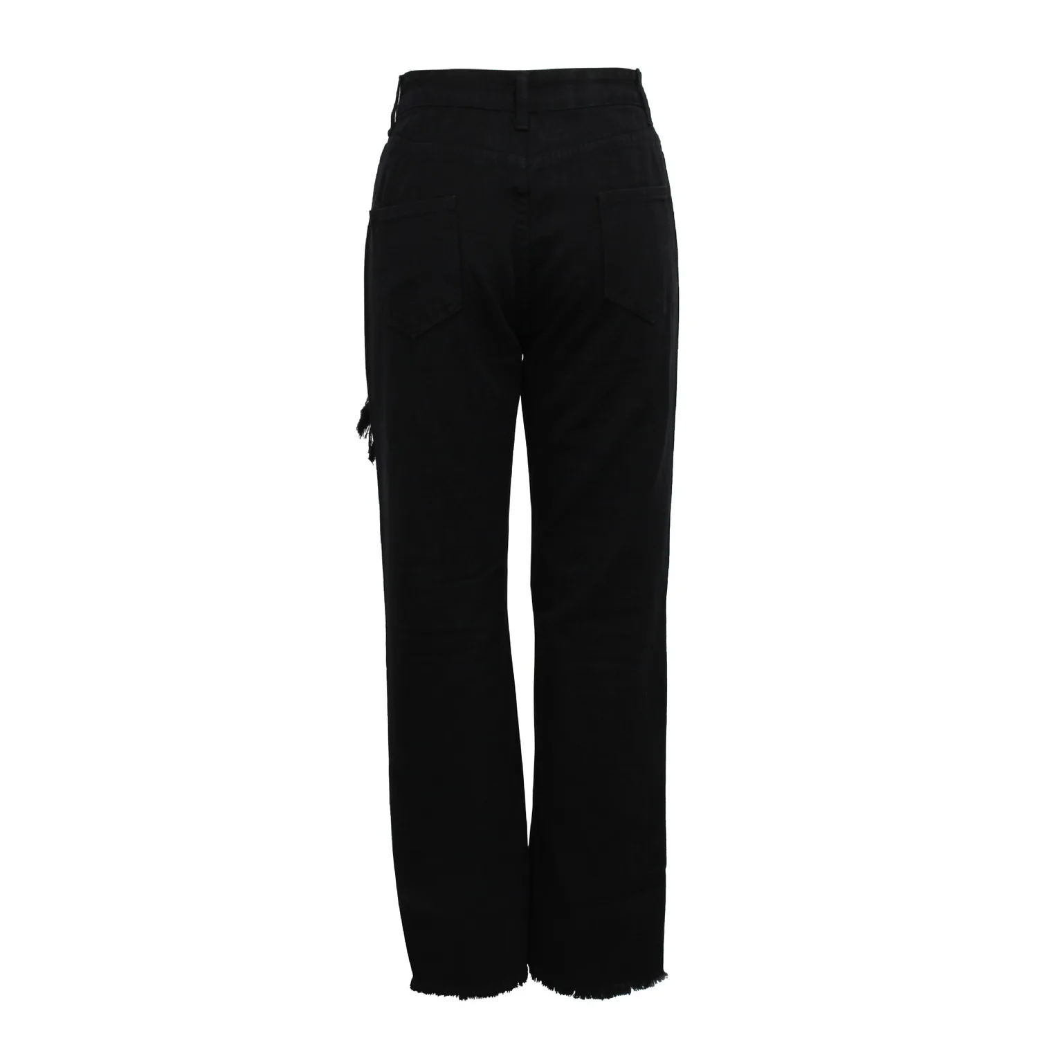 

Street Tassel Jean Trousers Women Ripped Holow Out Pants Women Mid Waist Denim Jeans Pants