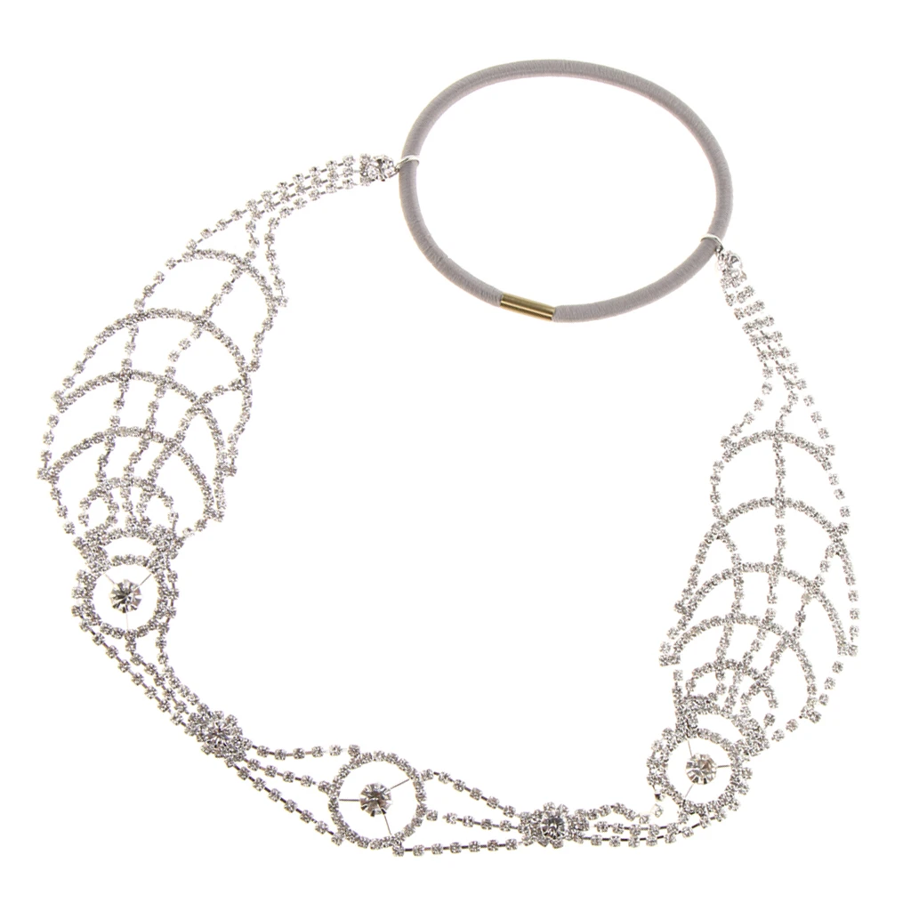 

Glitter Crystal Circle Elastic Headband Wedding Jewelry Bride Hair Accessory