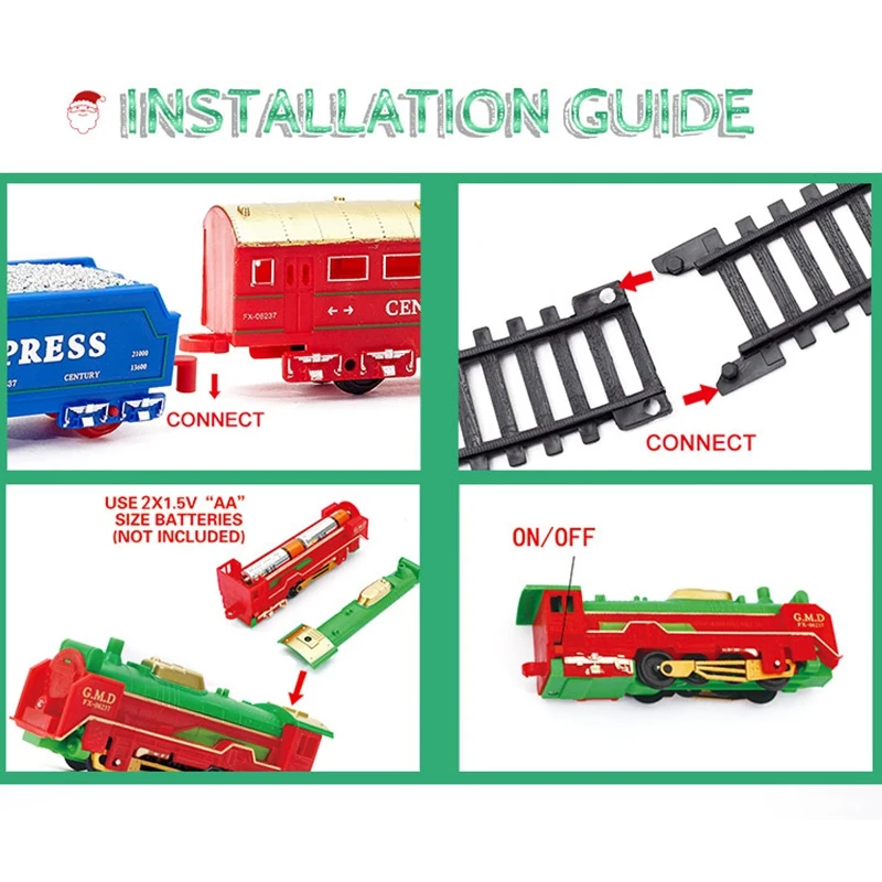 

Christmas Classic Electric Model Train Toy Set Gift Gameplay Train with Head Light Long Track Whistle Music for Kids