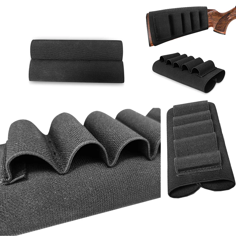

5 Round Tactical Rifle Bullet Pouches Shell Holder Pouch Shot gun Tactical backing Butt stock Ammo Carrier Outdoor Hunting Bags