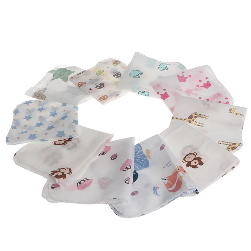 

10pcs Baby Infant Towel 28*28cm Muslin Towel Handkerchiefs Two Layers Wipe Towel