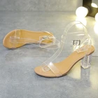 Женские прозрачные сандалии из ПВХ, босоножки-желе с кристаллами, на каблуке, сексуальные летние туфли-лодочки