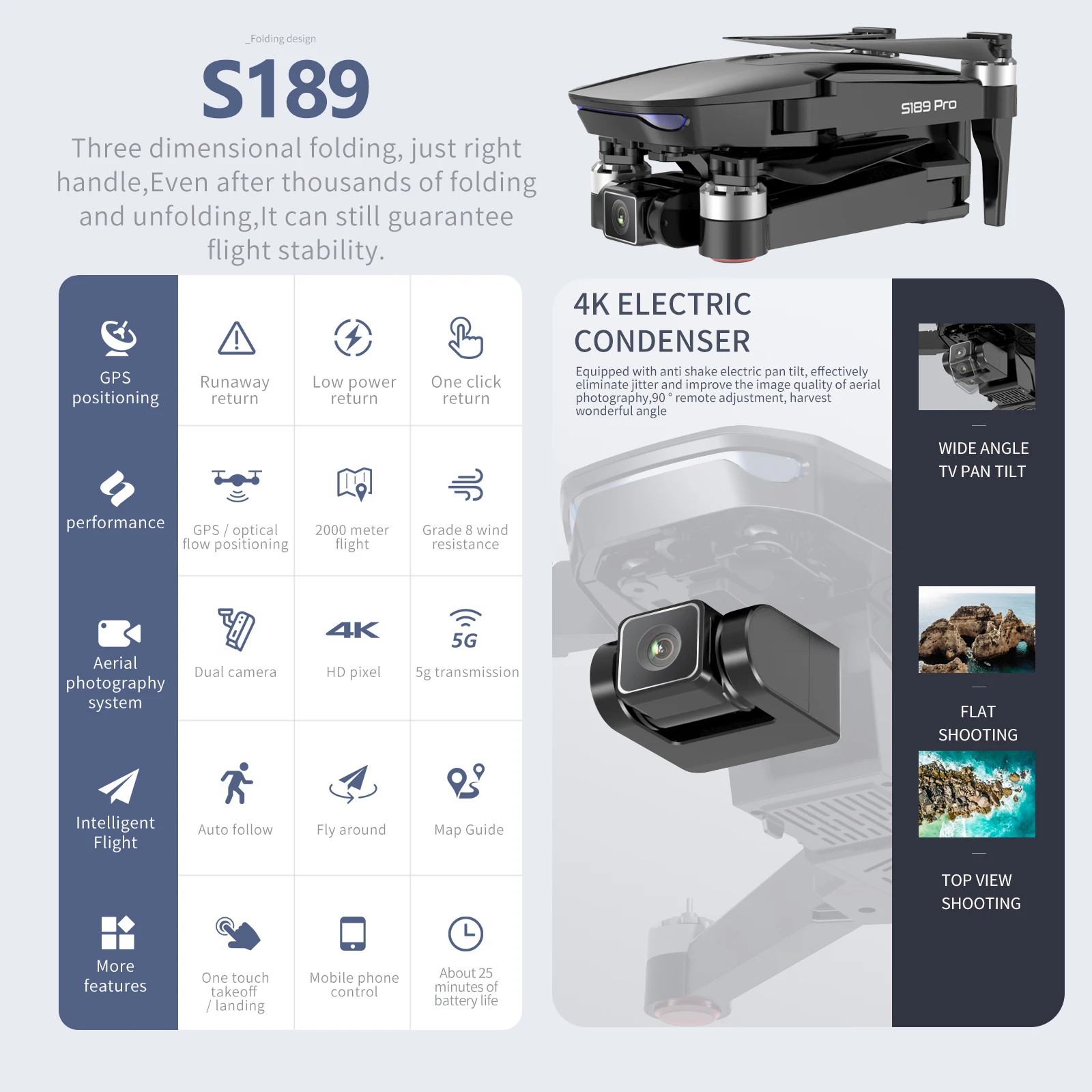2021 новый s189 pro drone 4k gps 5g wi fi квадрокоптер с
