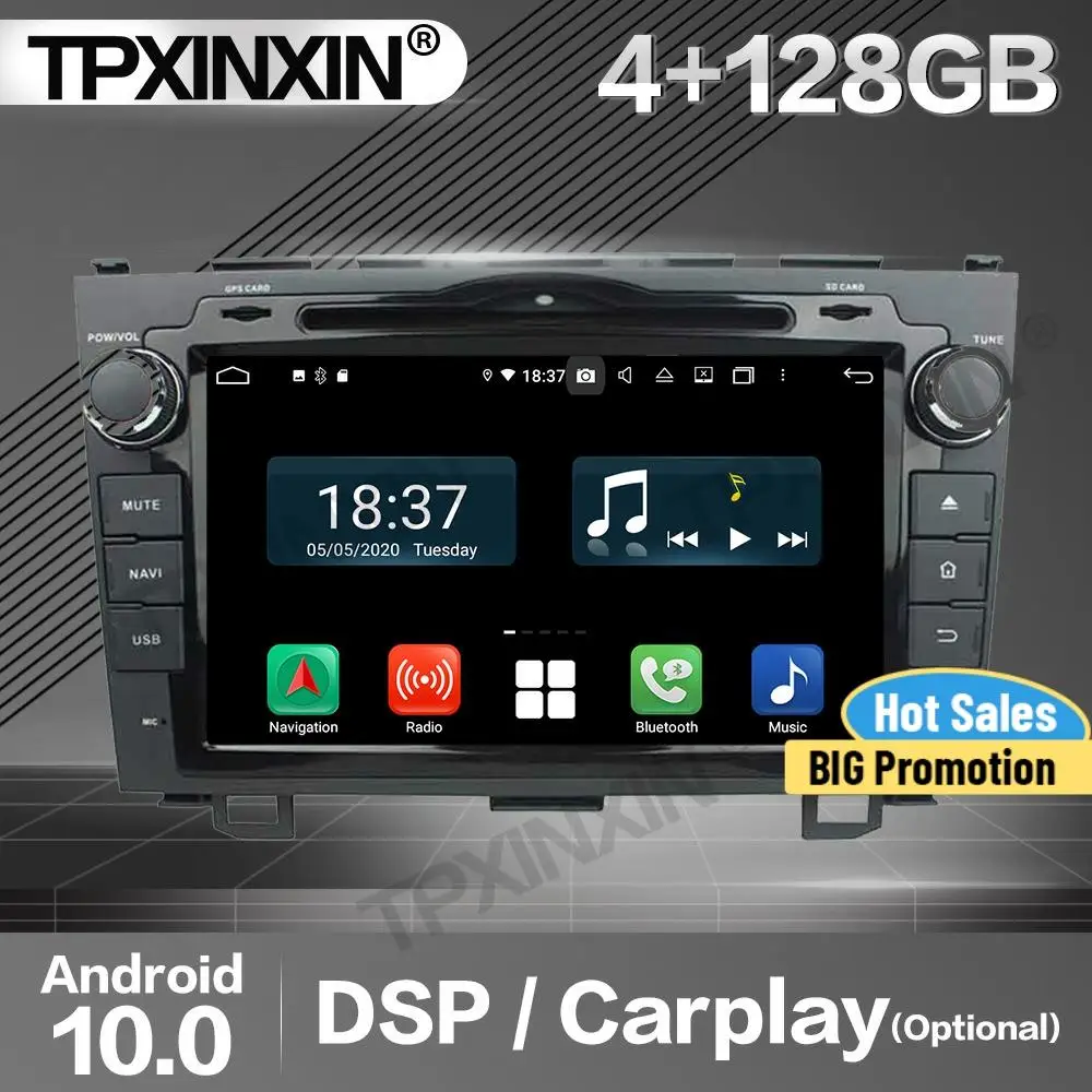 

Автомагнитола Carplay, 128 ГГц, 2 Din, стереоприемник, Android 10, для Honda CRV 2010, GPS-плеер, аудиомагнитофон, головное устройство