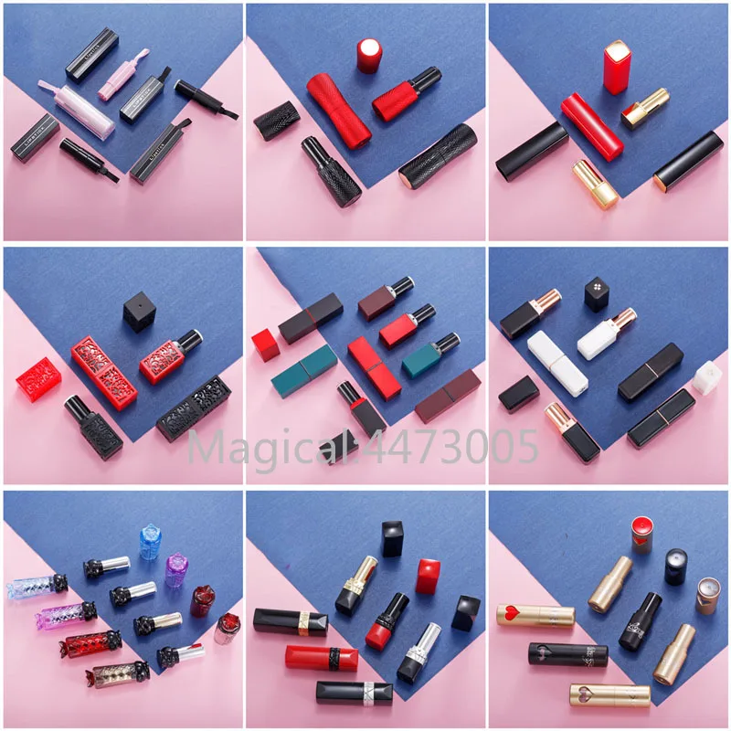 

10/30/50pcs Black Gold Red Heart Pink Tassel Bullet Magnetic Buckle Marble Empty Lipstick Tube 12.1mm Lip Balm Container