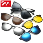 Магнитные солнцезащитные очки SAYLAYO TR90 с клипсой, 5 линз, мужские поляризованные солнцезащитные очки с клипсой по рецепту, для близорукости