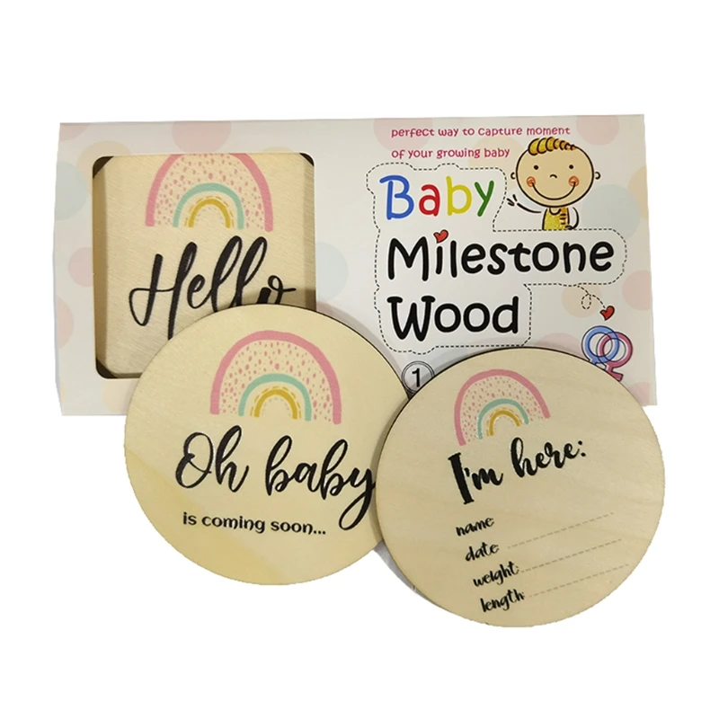 

6 Pcs/Set Newborn Birth Monthly Recording Card Baby Rainbow Month Milestone Card popular