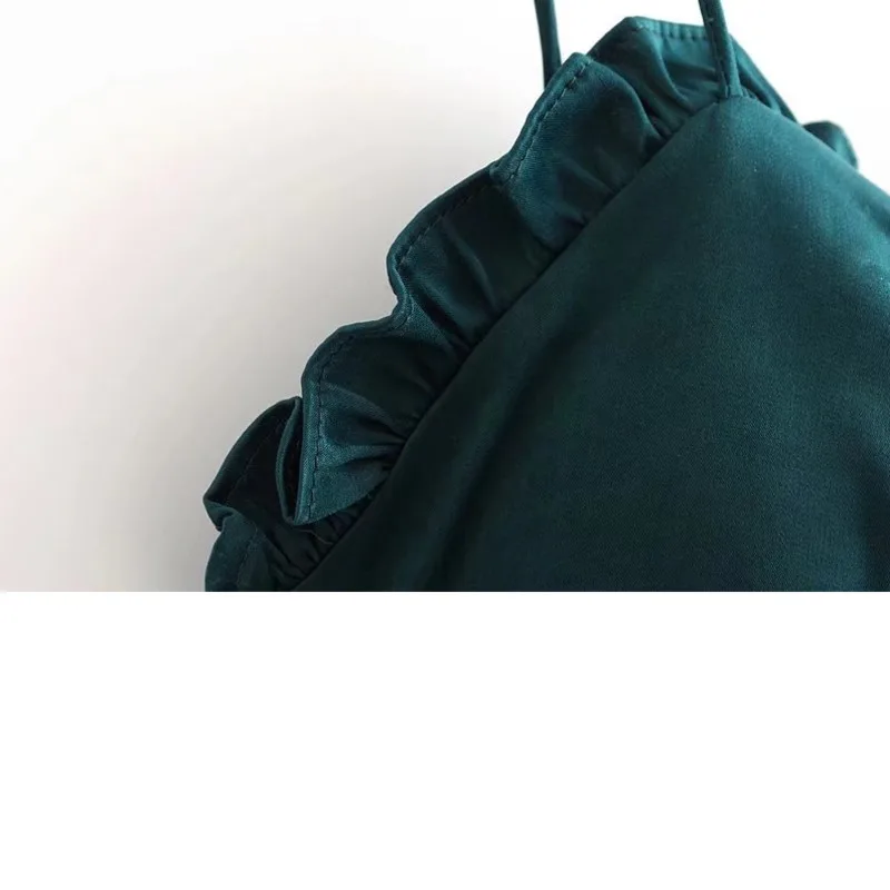 Green Sexy Lace Camisole Paillett Femme Tank Top Women Pleated Camisetas Mujer Bralette Wild Bottoming Fitness Workout Clothes