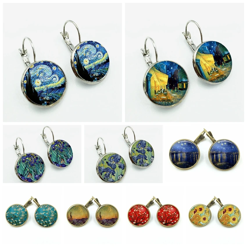 Серьги в винтажном стиле знаменитого художника Ван Гога Звездная ночь серьги