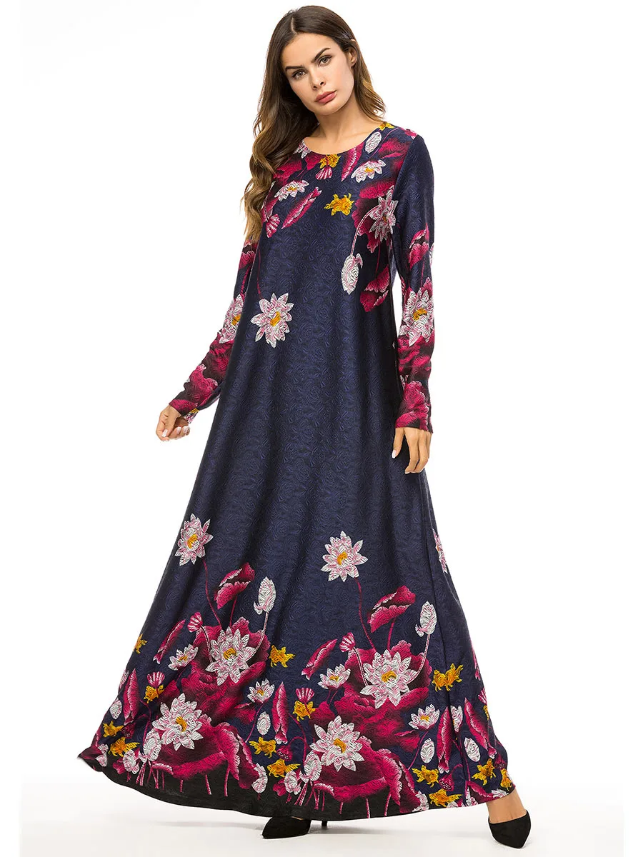 Abaya Дубай мусульманское платье Abayas для женщин Турецкий Бангладеш цветы принт