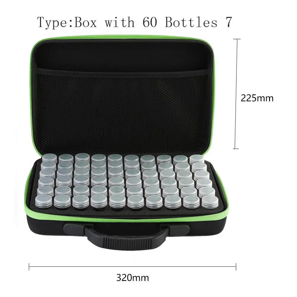 Box with 60 Bottles 60 бутылок Алмазная картина коробка для хранения вышивка алмазная живопись контейнер коробка для хранения инструмент Чехол Держатель ручная сумка на молнии - Цвет: Box with 60 Bottles
