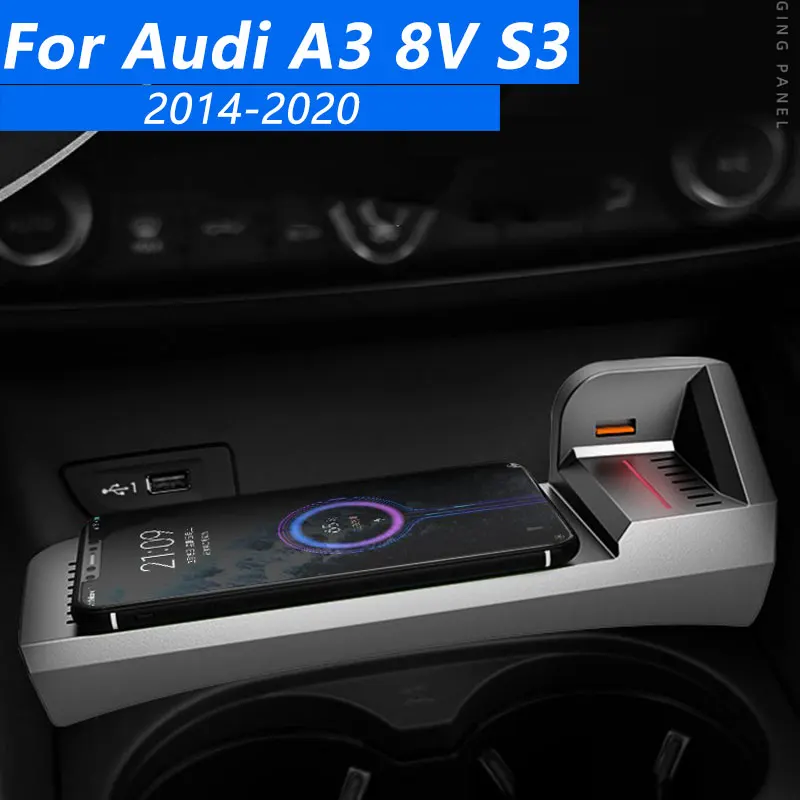 qi car wireless charger for audi a3 8v 2014 2021 interior cigarette lighter modification accessories mobile phone fast charging free global shipping