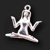 8pcs silver plated indian yoga pendant diy charm sports necklace earrings jewelry crafts metal accessories 2423mm a1149