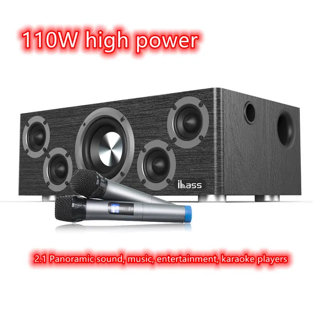 

110 Вт высокомощный деревянный bluetooth-динамик для домашнего кинотеатра, настенный звуковой аппарат, DSP звуковая обработка, сабвуфер, музыкальн...