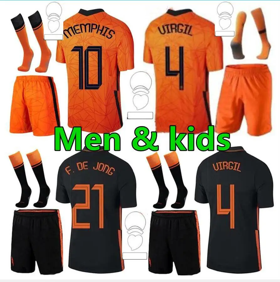 

Children Holland Netherlandses Kids + Men Jerseys 2020 2021 DE JONG Tracksuit Football Tenues Chandal VIRGIL Lies Kits