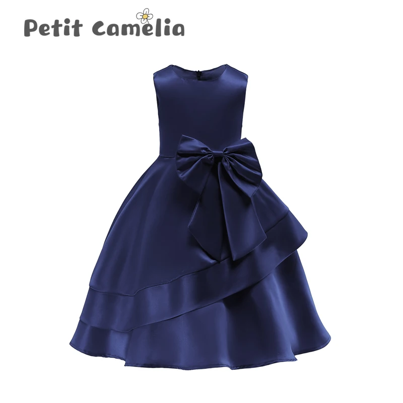 Летнее платье для маленьких девочек Повседневное принцессы с бантом и поясом без