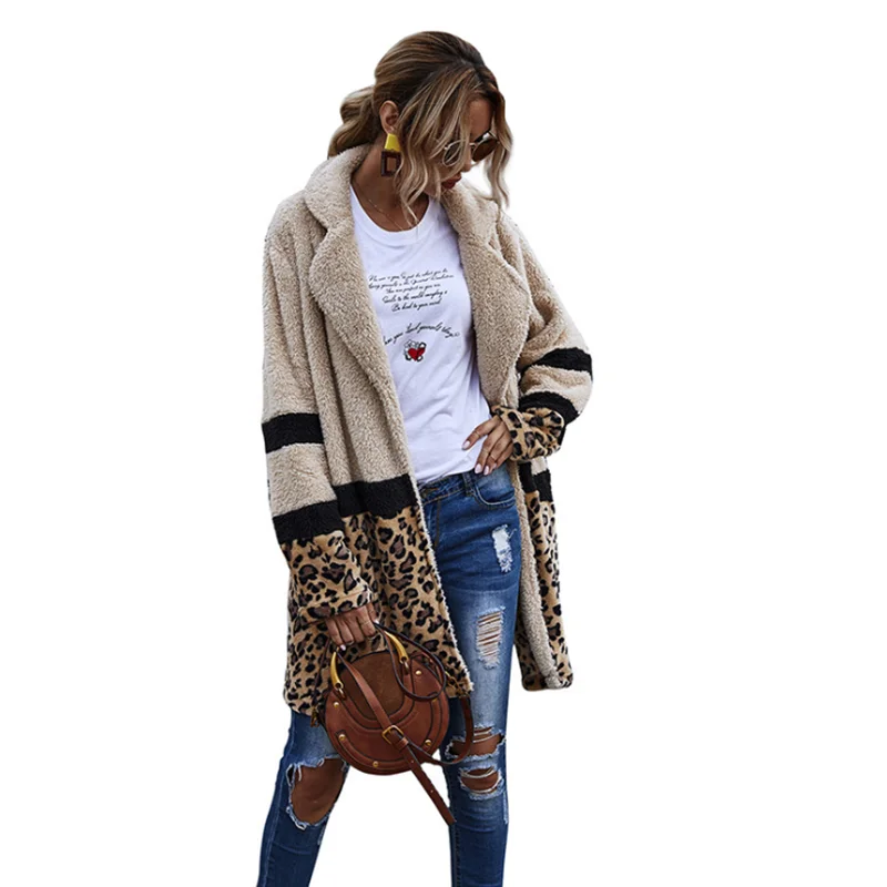 

Women Winter Thicken Faux Jacket Fur Loose Casual Wool Coat New Fashion Vintage Plaid Woolen Outerwear Europe America Hot Plush