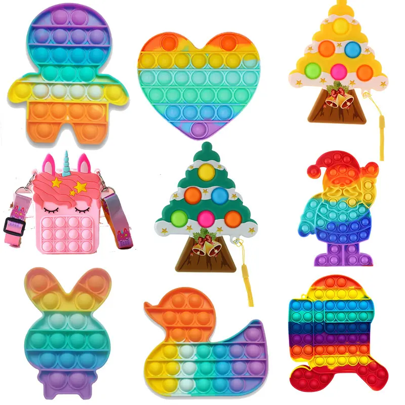 

Funny Lot SizeToy Fidget Toys Push Bubble School Bag Board Pendant Hot Sale Adult Pop Decompression Toy Children Anti-Stress