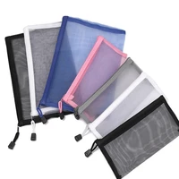 simple and transparent mesh pencil case student office pencil cases nylon school supplies ballpoint pen zipper pencil case