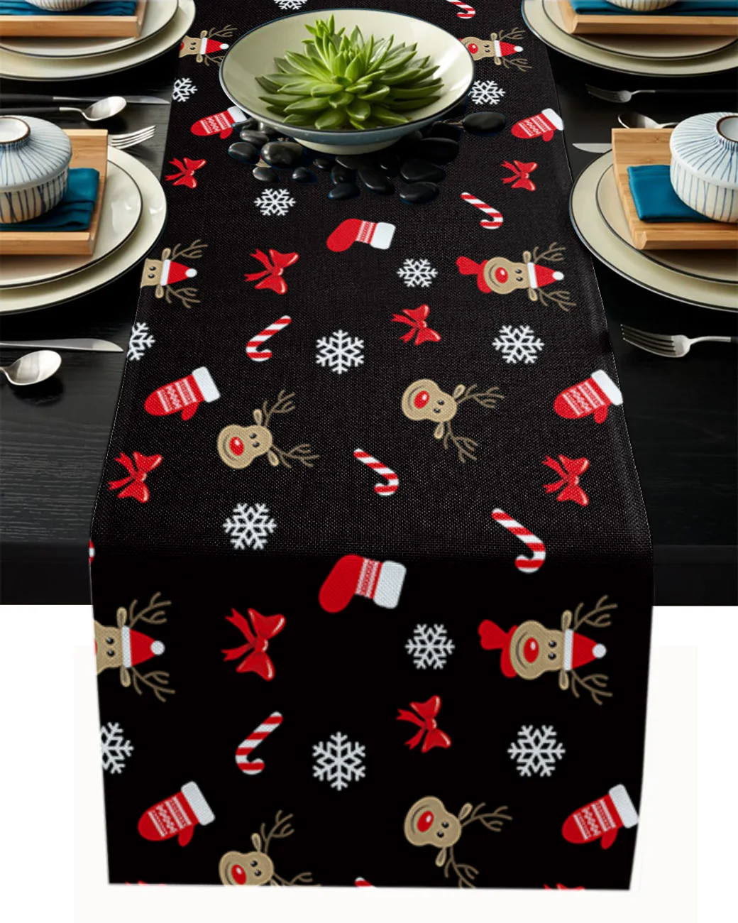 

Рождественский лось, снежинка, настольная дорожка, свадебное украшение, обеденная скатерть, коврик, Рождественский декоративная скатерть