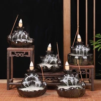 free 20cones creative home decor backflow stick incense burner holder smoke ceramic censer home decoration use in home teahouse