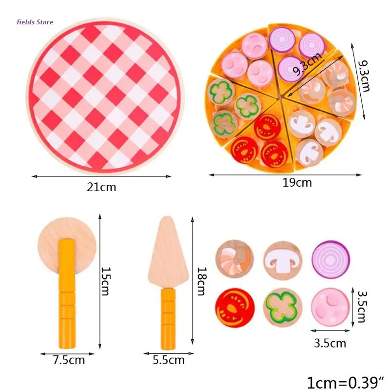 

Wooden Simulation Vegetable Mushroom Pizza Toy for Toddlers Early Education