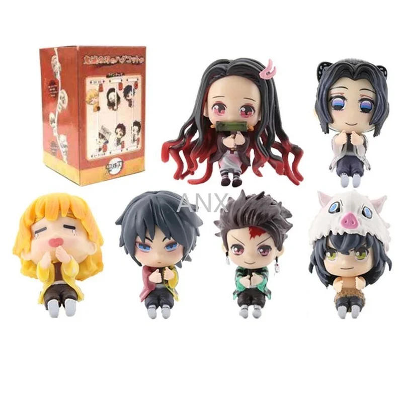 

6pcs Q Verion Anime Demon Slayer Figure Kamado Tanjirou Agatsuma Zenitsu Kamado Nezuko Hashibira Inosuke PVC Action Figure Toys