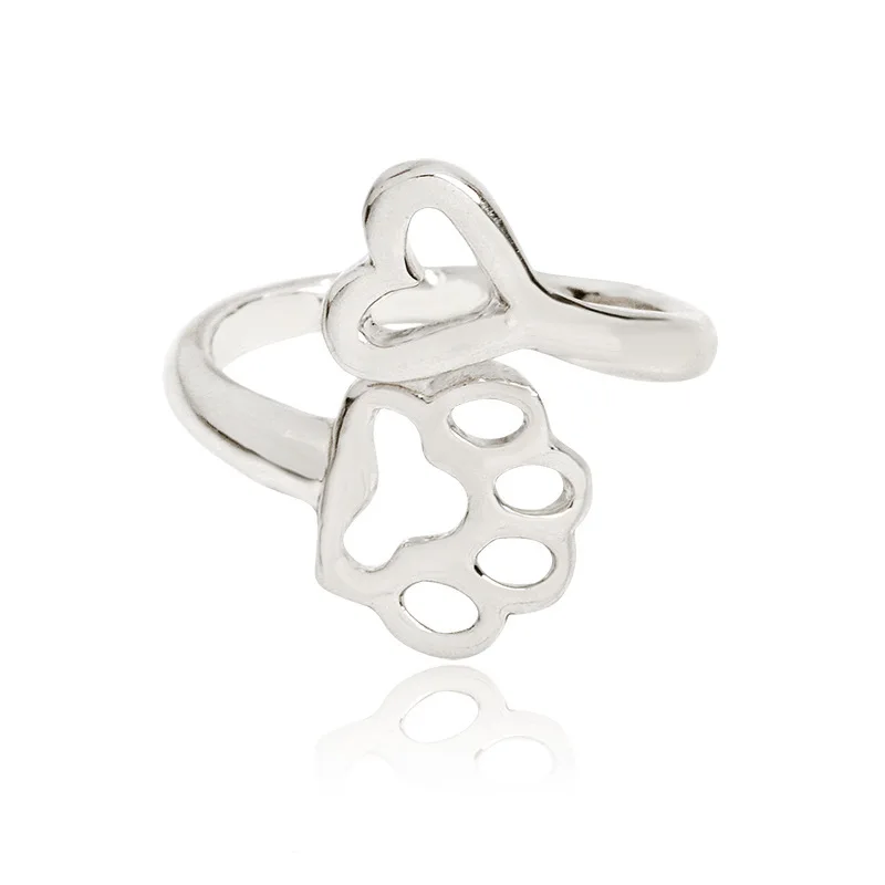 

2020 Jewelry Creative Hollow Love Dog Paw Fashion Personality Ring New Female Ring
