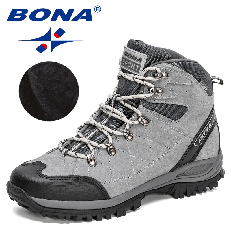 BONA 2022 New Designers Brand Winter Snow Boots Men Warm Plush High Top Boots Man Suede Leather Ankle Boots Non-slip Mansculino